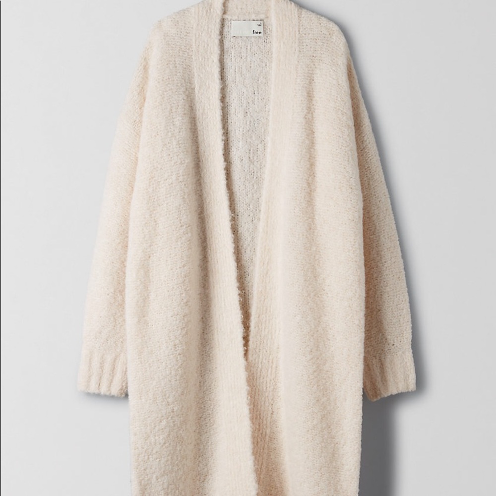 Aritzia Amora Long Cardigan NWT  XXS Cream Open